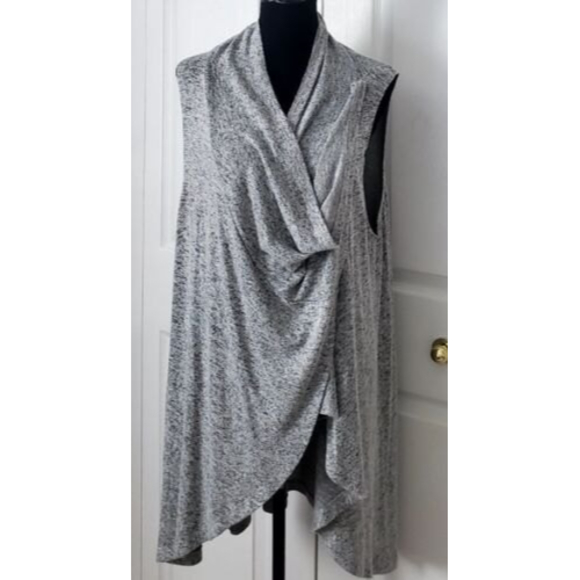 Olivia Sky Women's Gray Classic Open Front Draped Cardigan Nkit Vest Sz XL - Picture 1 of 6